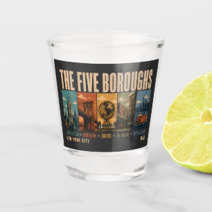 Five Boroughs New York City NYC Illustration Retro Shot Glass