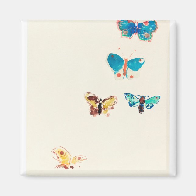 Five Butterflies 1912 By Odilon Redon Magnet (Front)