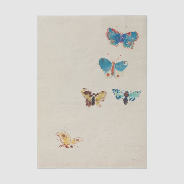 Five Butterflies by Odilon Redon Tissue Paper (Front)