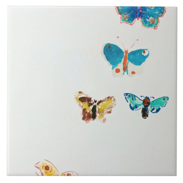Five Butterflies, Redon Ceramic Tile (Front)