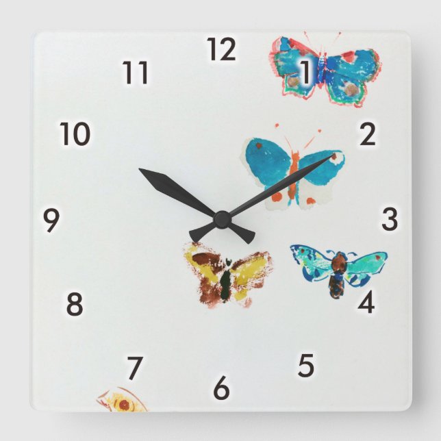 Five Butterflies, Redon Square Wall Clock (Front)