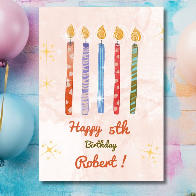 Five Candles Kids Happy Birthday Card (Creator Uploaded)