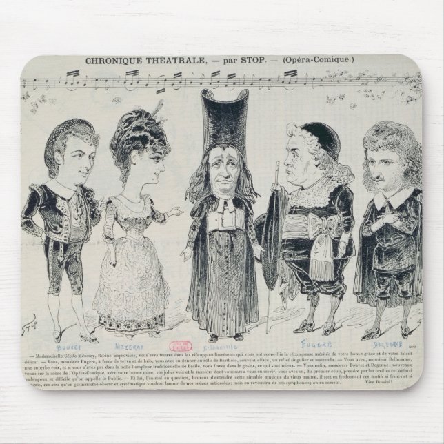 Five caricatures of the cast of a French Mouse Pad (Front)