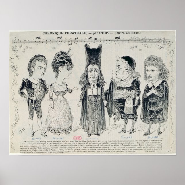 Five caricatures of the cast of a French Poster (Front)
