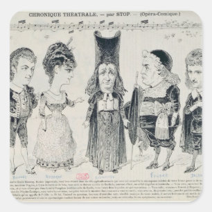 Five caricatures of the cast of a French Square Sticker