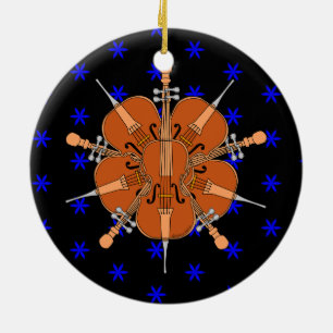 Five Cellos Ceramic Ornament