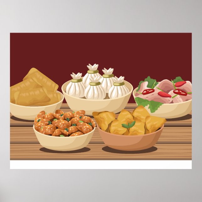 five chinese food in table poster (Front)