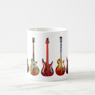 Five colorful guitars coffee mug