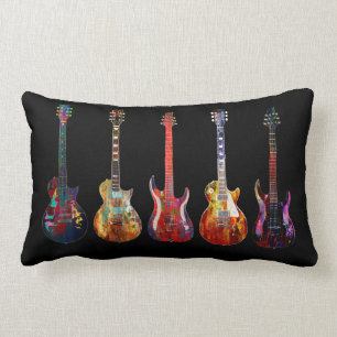 Five colorful guitars lumbar cushion