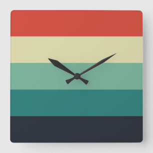 Five Colour Combo - Blue Aqua Green Yellow Red Square Wall Clock