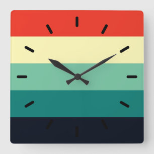 Five Colour Combo - Blue Aqua Green Yellow Red Square Wall Clock