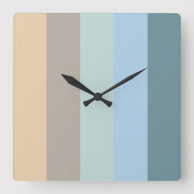Five Colour Combo -Blue Brown Sand Beige Turquoise Square Wall Clock (Front)