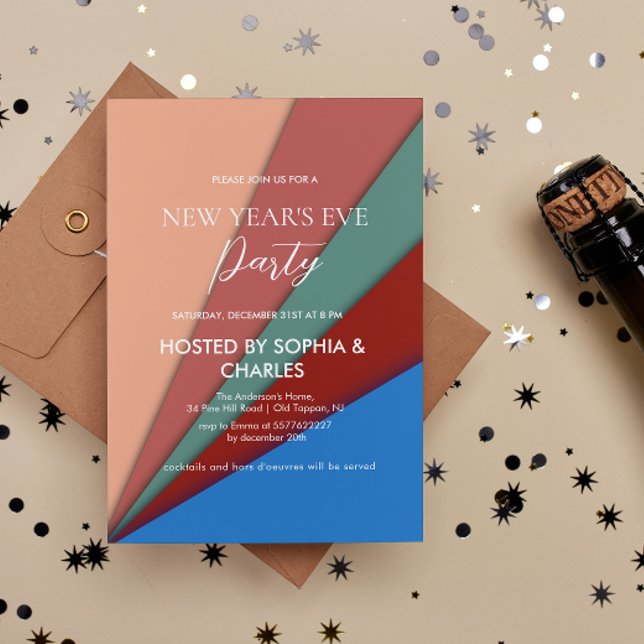 Five colour Geometric New Year's Eve Party Invitation (Creator Uploaded)