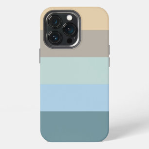 Five Colour Striped Blue Brown Sand Beige Turquois iPhone 13 Pro Case