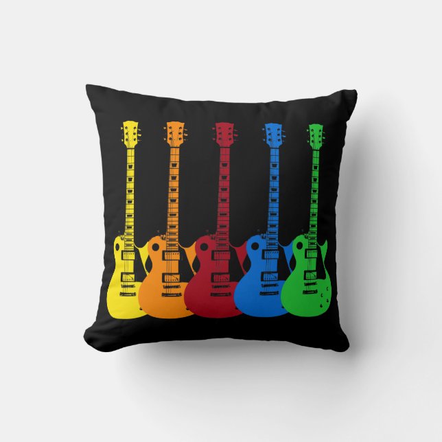 Five Colourful Electric Guitars  Cushion (Front)