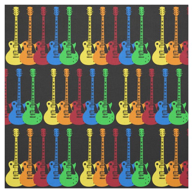 Five Colourful Electric Guitars  Fabric (Swatch)