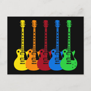 Five Colourful Electric Guitars  Postcard