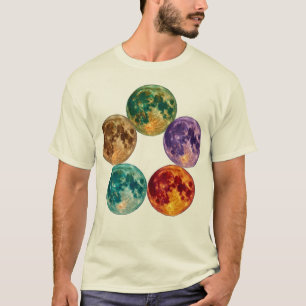 Five Colourful Moons - Surreal Vintage Astronomy A T-Shirt