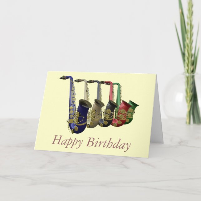 Five Colourful Saxophones Card (Front)