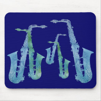 Five Cool Blue Saxes Mouse Pad