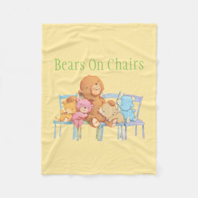 Five Cuddly and Colourful Bears On Chairs 2 Fleece Blanket (Front)
