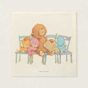 Five Cuddly and Colourful Bears On Chairs Napkin