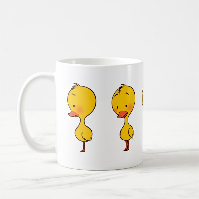 Five Cute Cartoon Yellow Ducks Coffee Mug (Left)