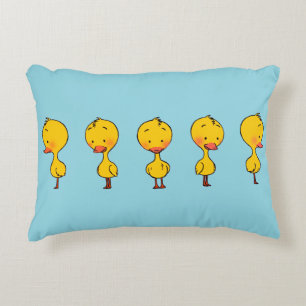 Five Cute Cartoon Yellow Ducks Decorative Cushion
