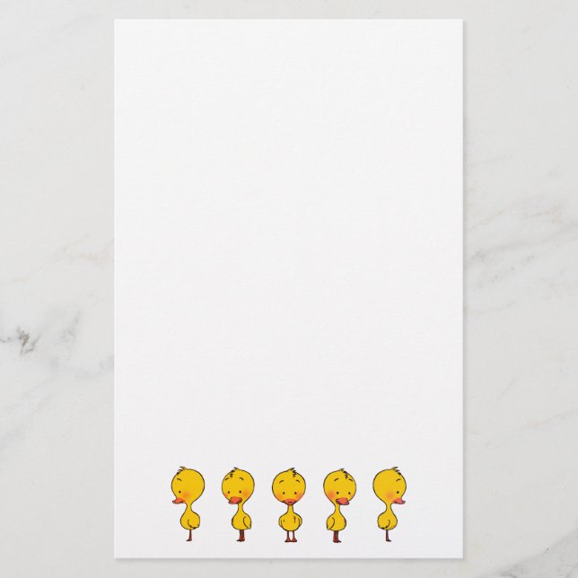 Five Cute Cartoon Yellow Ducks Stationery (Front)