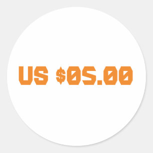 Five dollars classic round sticker