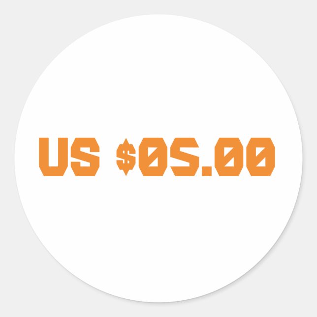 Five dollars classic round sticker (Front)