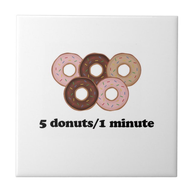 Five doughnuts in one minute ceramic tile (Front)