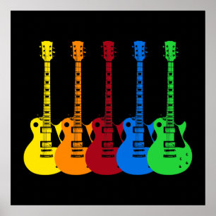 Five Electric Guitars Poster