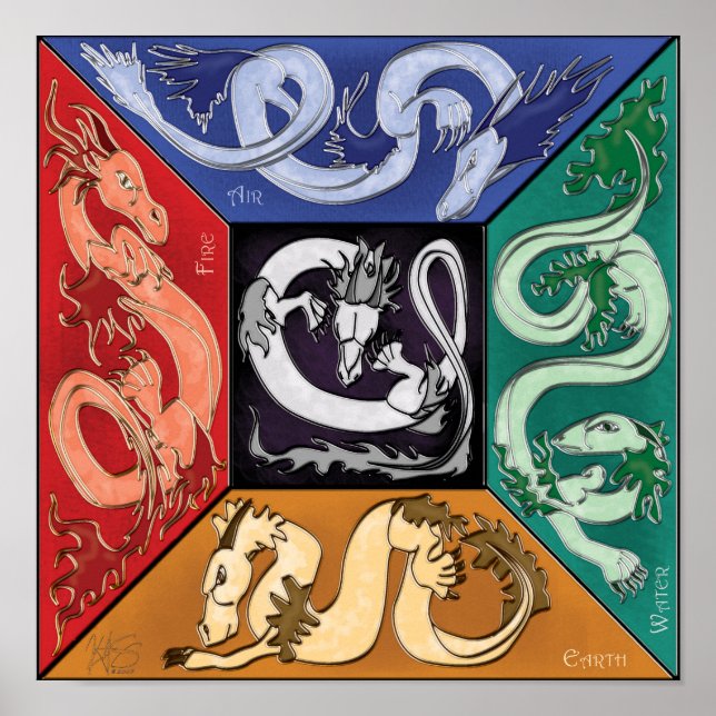 Five Elemental Dragons Poster (Front)