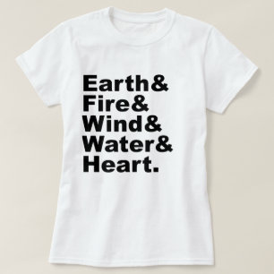 Five Elements Earth Fire Wind Water & Heart T-Shirt