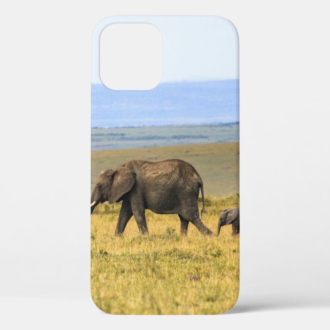FIVE ELEPHANTS ON BROWN GRASS Case-Mate iPhone CASE (Back)