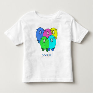 Five fat fluffy coloured cartoon style sheep toddler T-Shirt
