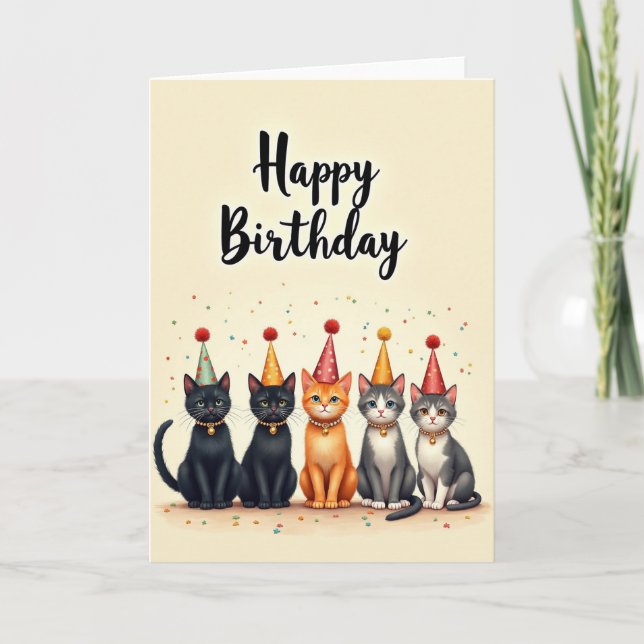 Five Felines Festive Card (Front)