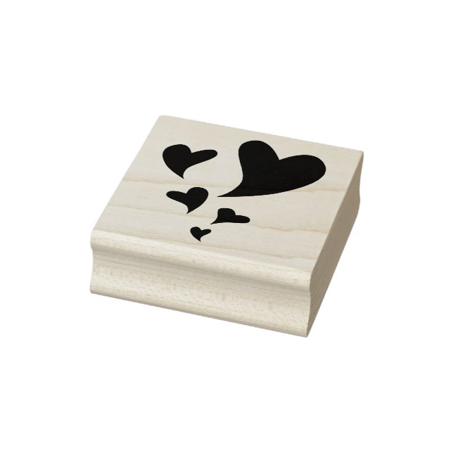 Five Floating Hearts of Graduating Sizes Rubber Stamp (Stamp)