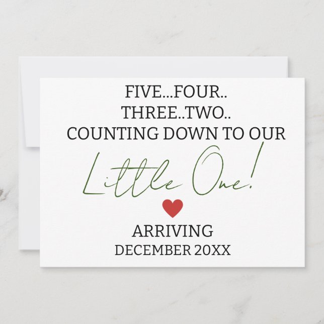 FIVE FOUR THREE TWO Counting down to pregnancy  Announcement (Front)