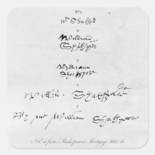 Five Genuine Autographs of William Shakespeare Square Sticker