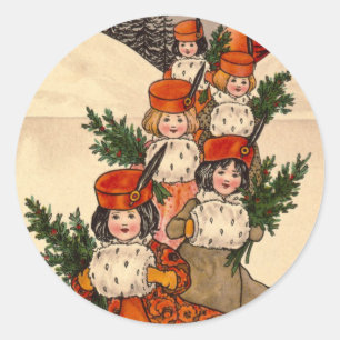 Five Girls With Furry Muffs - Florence Hardy Classic Round Sticker