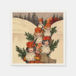 Five Girls With Furry Muffs - Florence Hardy Napkin
