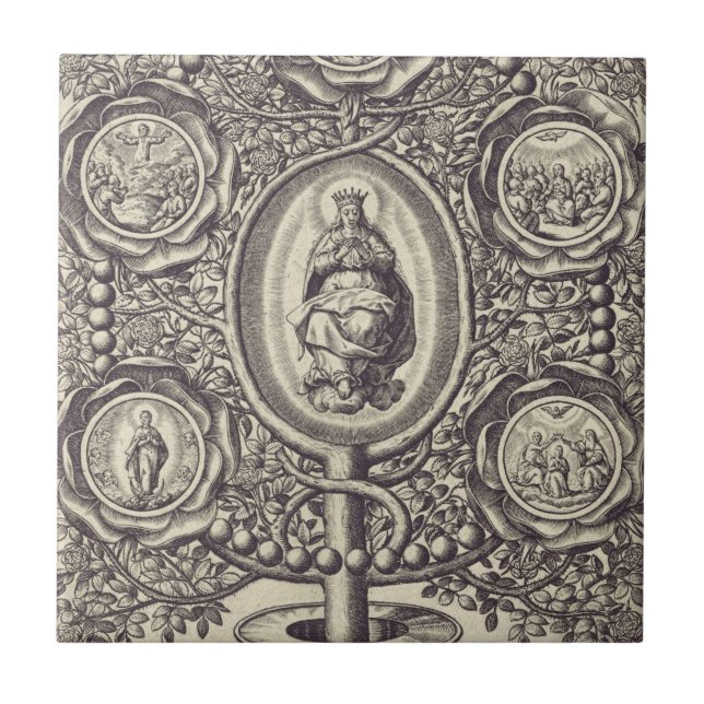Five glorious mysteries ceramic tile (Front)