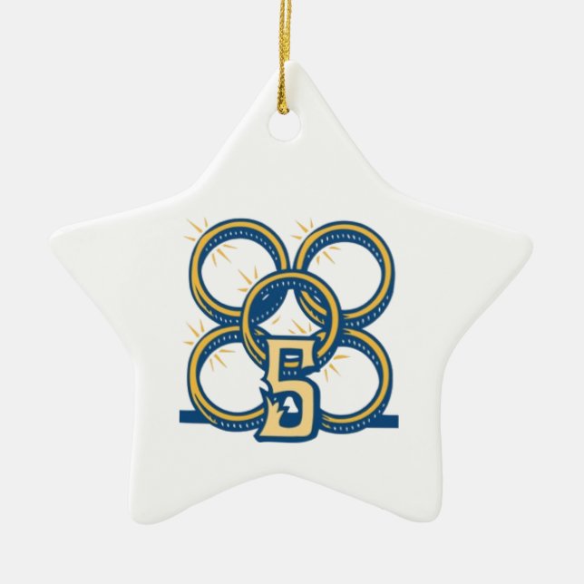 Five Gold Rings! Ceramic Ornament (Front)