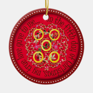Five Gold rings Ceramic Ornament