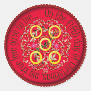 Five gold rings classic round sticker