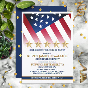 Five Gold Star Military Retirement Party Invitation