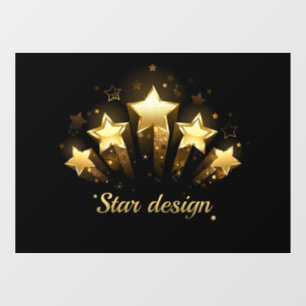 Five gold stars on black