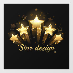 Five gold stars on black
